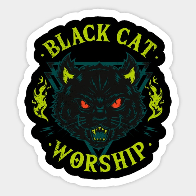 Black Cat Worship Sticker by Galleta gráfico